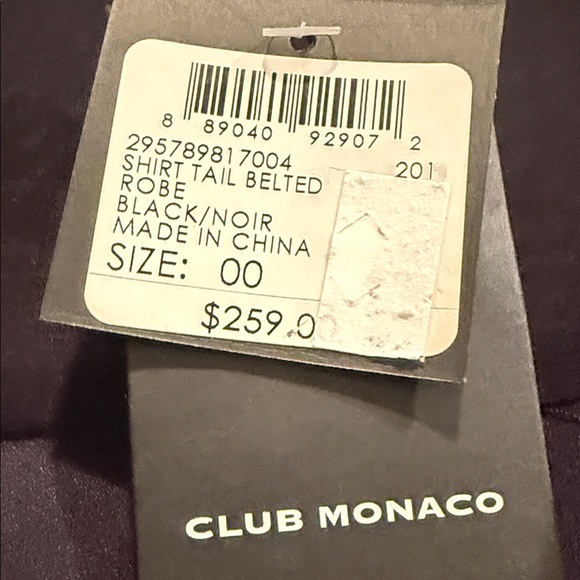 Club Monaco NWT Black Shirt Tail Belted Shirt Silk Dress/Duster - Sheer Sleeves - Picture 2 of 7